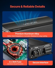 VEVOR Car Audio Amplifier Car Amplifier 5-Channel Class D Multichannel for SUVs