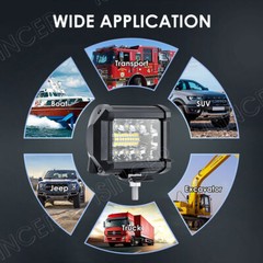 4PCS 4″Inch 12V 1200W LED Work Light Bar Flood Pods Driving Off-Road Tractor 4WD