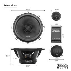 Recoil RD365 3-Way 320Watt 6.5″ Component Car Speaker Set