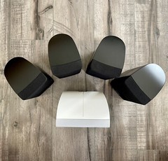 5 Bose MINT Double Cube Speakers Black with White Center Acoustimass Lifestyle