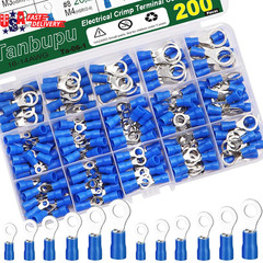 155Pcs Insulated Ring Terminals 11-Sizes(M4/M5/M6/M8/M10) 22-16/16-14/12-11AWG O