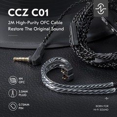 KZ ZS10 PRO in Ear Monitor Earphone Cable, 2Meter Long IEM Cable with Mic, CCZ 4