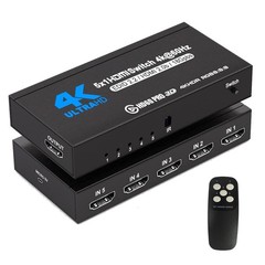 5 in 1 Out 4K@60Hz 5×1 HDMI Switcher HDMI 2.0 Switch with IR Remote Control