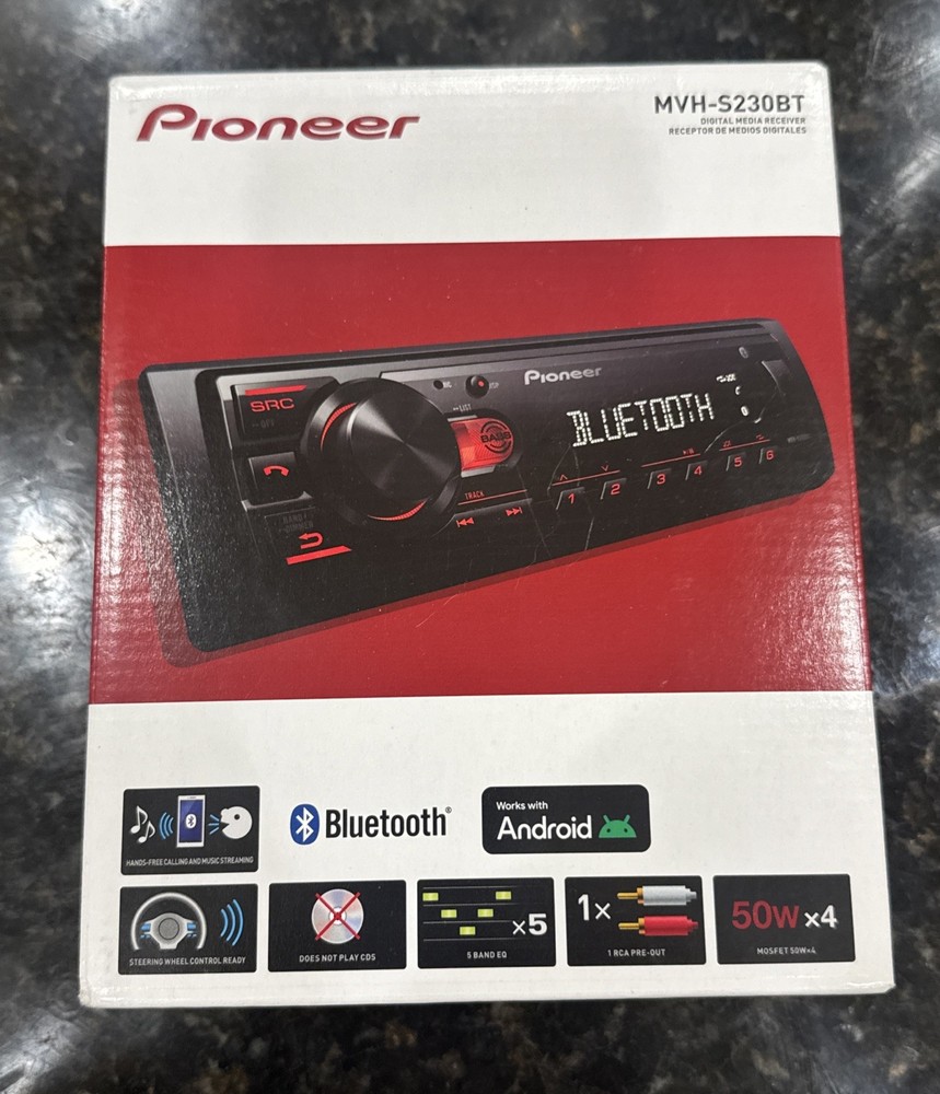 Pioneer MVH-S230BT 1-Din Digital Media Receiver – Bluetooth, USB, 50W x 4 Output