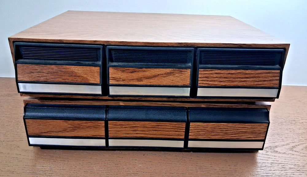 Lot Of 2 Vintage 3 Drawer Cabinet Cassette Tape Holder Storage Faux Wood
