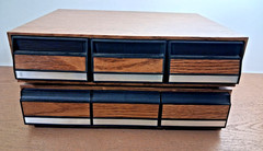 Lot Of 2 Vintage 3 Drawer Cabinet Cassette Tape Holder Storage Faux Wood