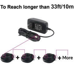 2Pack 16ft 5.5mm x 2.1mm DC Power Extension Cable Male Female Cord for IP Camera