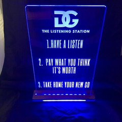 Custom Business Sign Edge Lit Acrylic Laser Engraved and Cut Sign 6″x6″ or 8″x10