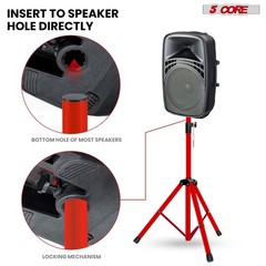 5 Core Speaker Stand Adjustable 31 to 36″ PA DJ Tripod Heavy Duty w 35mm Mount