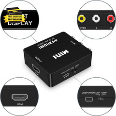 HDMI to RCA, HDMI to AV Converter 1080P 3RCA Cvbs Composite Video Audio Convert