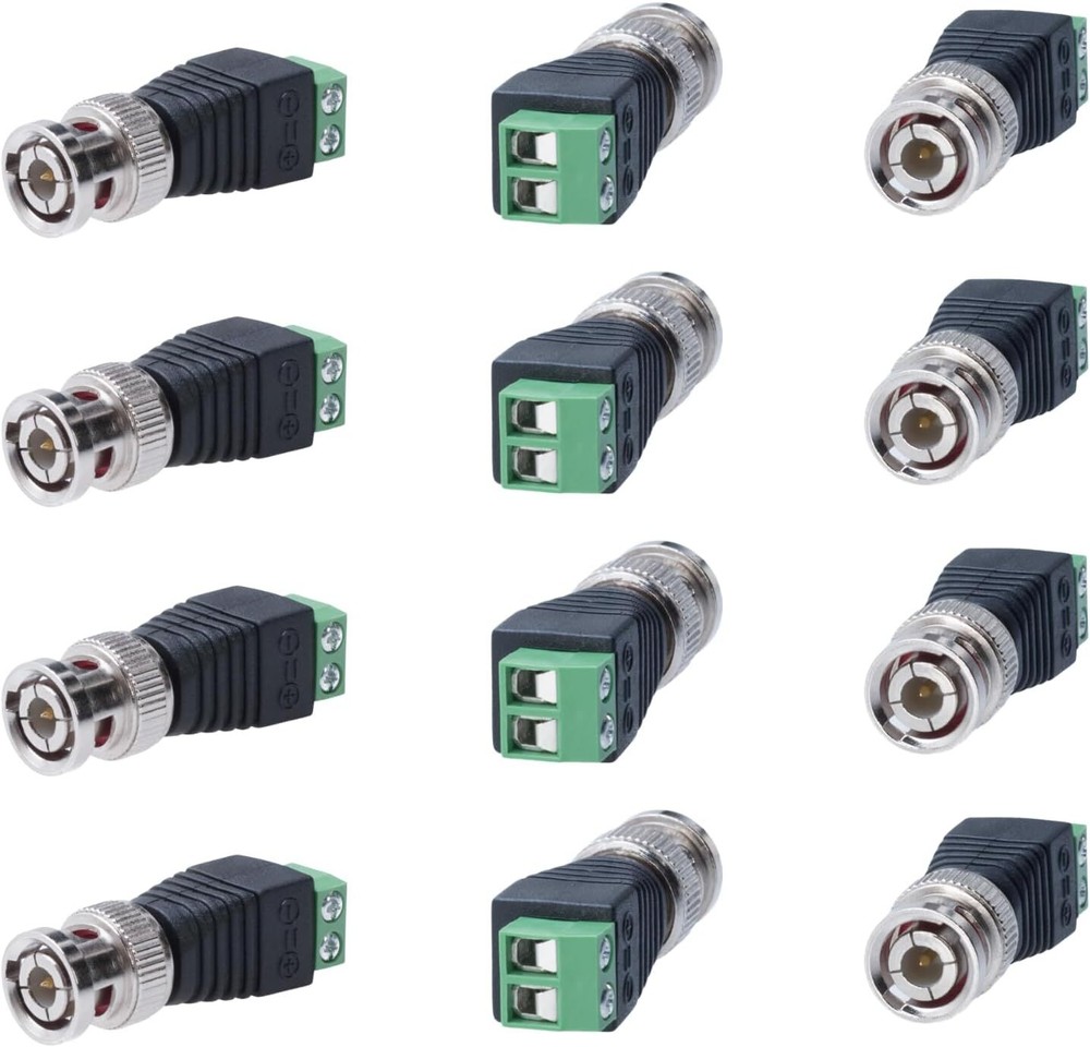 BNC Male Balun Connector for Coax CAT5 CAT6 CAT7 to CCTV Surveillance Camera LOT