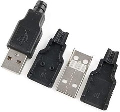 USB 2.0 Connector 10PCS USB 2.0 A Type Male 4-Pin Plugs with Black Plastic Cover