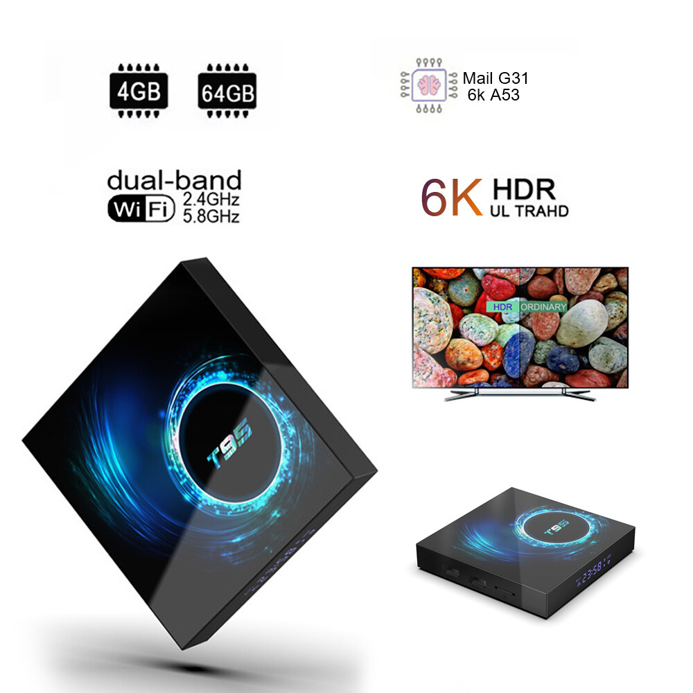 T95 6K TV BOX Android 10 CORE 2.4/5G WIFI HDMI Remote Control 3D Media Streamers