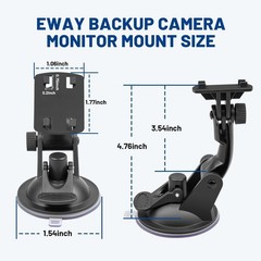 EWAY 4-Hole Direct Fit Suction Cup Mount for Backup Camera 4.3″/5″ Black