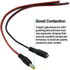 100/5PCS DC Power Pigtail Cable Plug 18AWG 2.1mm x 5.5mm Male Female Connectors