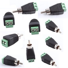 10Pcs Phono Speaker Wire cable to Audio male RCA Connector Adapter Jack Plug LED