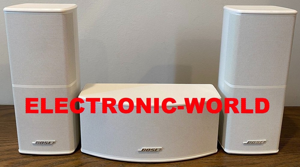 3 MINT Bose Direct Reflecting Series II & Center White Speakers & Wire Adapters