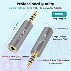 3.5mm TRS to TRRS Adapter 2Pack for Smartphone and Laptop Audio Connection
