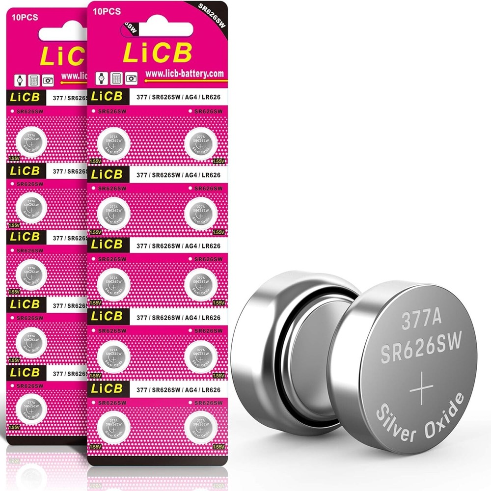 Baterias De Boton Sr626sw 377 1.5V 20 Unidades Para Relojes Y Dispositivos