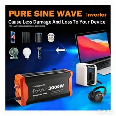3000W Car Power Inverter DC 12V To AC 110V Pure Sine Wave Solar Converter LCD