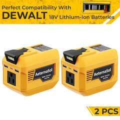 220W Power Inverter Compatible with Dewalt 18-20V Battery with 200lm LED Light