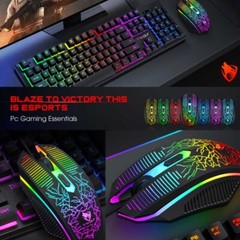 Wired Gaming Keyboard and Mouse Headset Combo RGB Backlit for Xbox One PS5 PS4