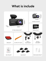 Redtiger F17Elite 3 Channel 4K Dashcam – Hardwire Kit + Memory Card Included