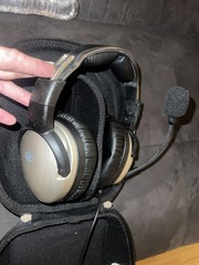 Zulu Aviation Over-Ear Wired Headset Black/Silver w/ Boom Mic, Carry Case