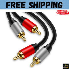 2RCA to 2RCA Cable 3Ft Gold-Plated 2 RCA Male to 2 RCA Male Stereo Audio Cabl…