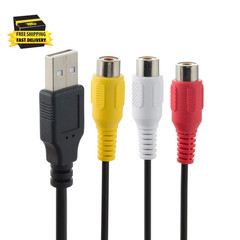 USB to RCA Cable 5FT, USB 2.0 a Female to 3 RCA Female Cord AV Composite Cable f
