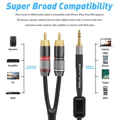 3.5mm Male to 2Male RCA Cable AUX to RCA Splitter Wire for HIFI Audio System