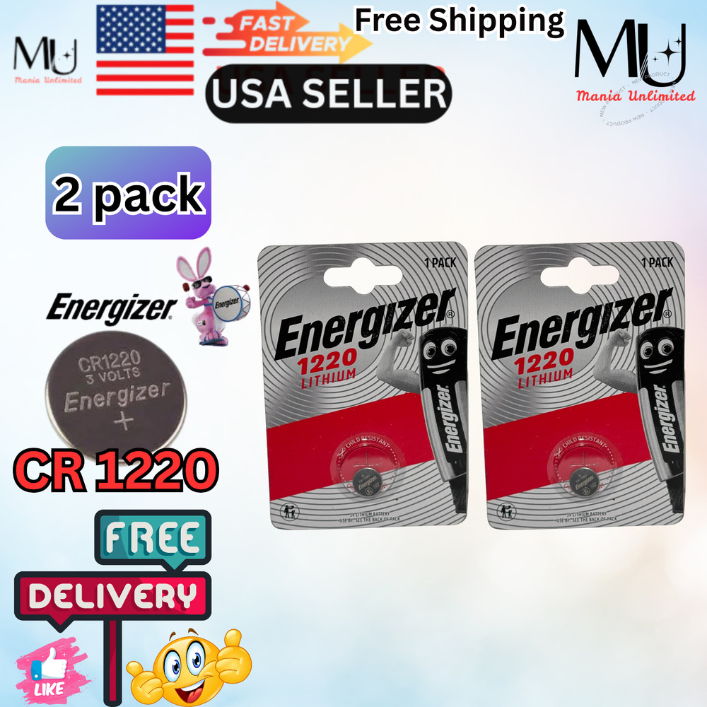 2X Pack Energizer CR 1220 ECR1220 Fresh Stock Lithium 3V Battery Exp Date 2033+