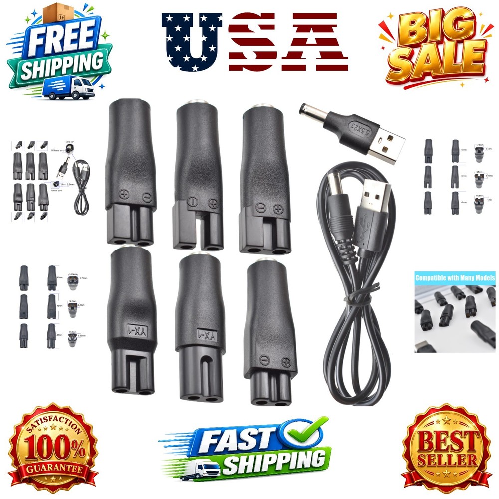 8 PCS Power Cord 5V Replacement Charger USB Adapter Suitable for Hair Clipper…
