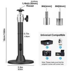 Projector Mount with 3 Sizes of Screw Adapters for Universal Compatibility