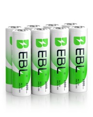 EBL 8PCS AA AAA NiMh Rechargeable Batteries, Charger for AA,AAA,9V