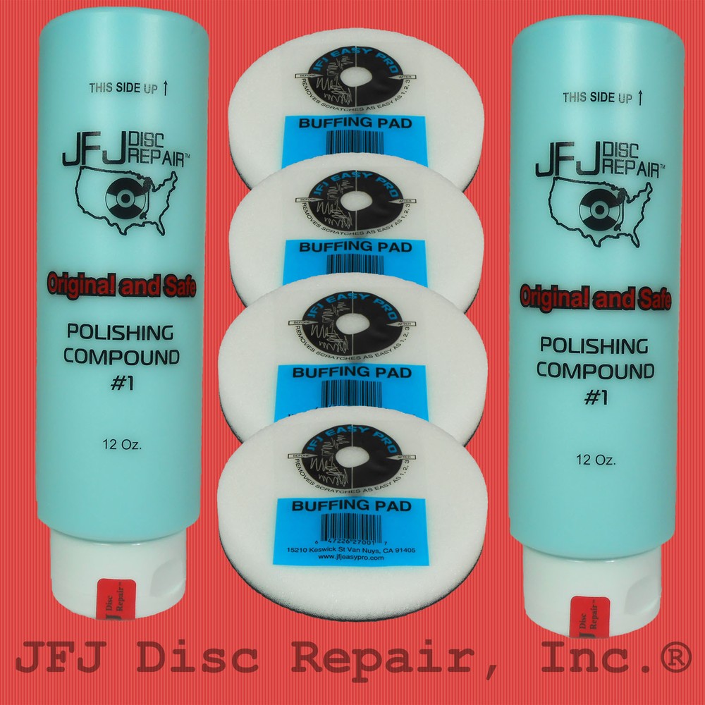 (2 BLUE #1 SOLUTION 12OZ )+ (4 EASY PRO BUFF PADS )