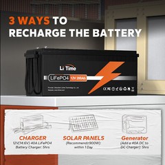 LiTime 12V 200Ah 300Ah 400Ah LiFePO4 Lithium Battery for RV Off-Grid Solar