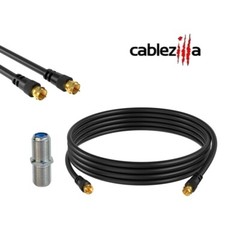 Black RG6 Coax Cable Dual Shield with Barrel – Internet Satellite TV Antenna LOT