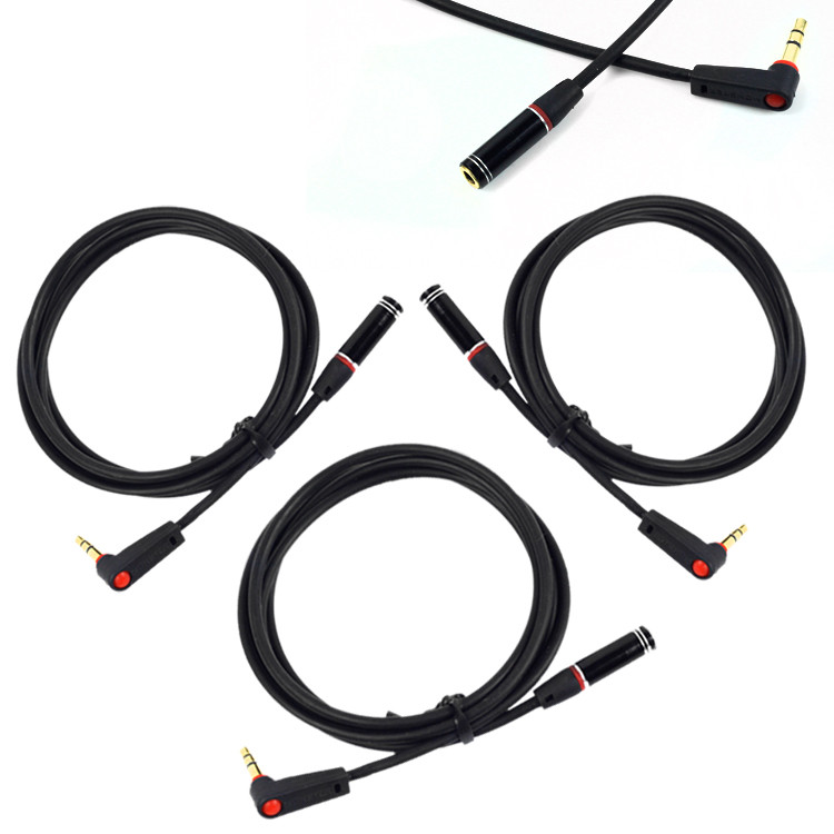3X 4FT 3.5MM AUX RIGHT-ANGLE EXTENSION STEREO CABLE CORD BLACK LG G3 OPTIMUS PRO