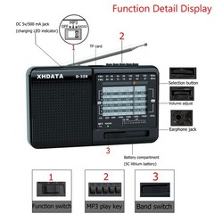 D328 Shortwave AM FM DSP Portable Small Multi Band Radio w/ Rechargeable Battery