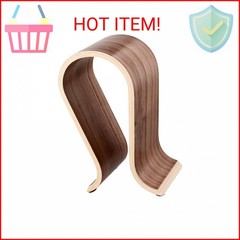 QWORK Wood Headphone Stand – Headset Holder, Arch Bridge Design – Universal Comp