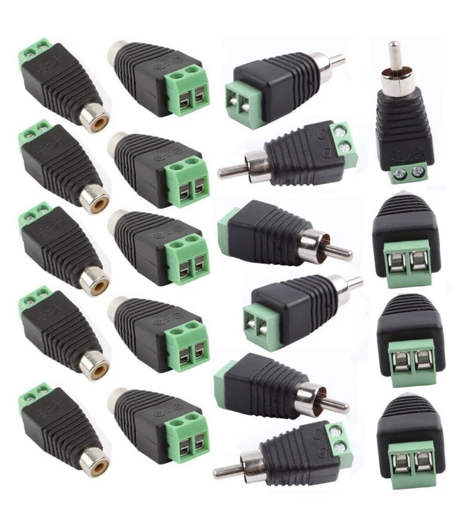 20pc Phono RCA Male Female Plug to AV Screw Terminal Video Balun Connector Adapt