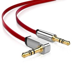Male to Male, 3.5mm Jack Stereo Audio Cable, 90° Flat Right Angle, 1.5Ft/0.5M