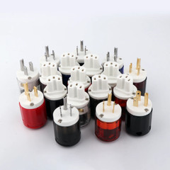 Pair Gold/Rhodium Plated US AC Audio Mains Plug IEC C15 HiFi Power Wire Connetor