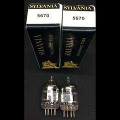 Matched Pair SYLVANIA 5670 Head Phone Amp O Getter Vintage VACUUM TUBES 9.9511