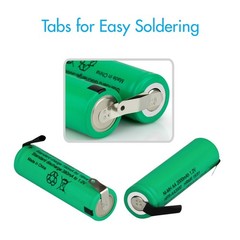 Tenergy AA 1.2V 2000mAh NiMH Flat Top Rechargeable Battery Cell w/ Tabs