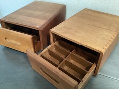 2 Vintage Solid Wood Media Storage Box Case Hand Rubbed Oiled Lot of 2