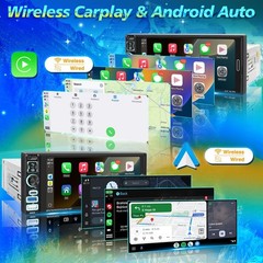 Single DIN Car Stereo Radio Wireless Apple Carplay & Android Auto, 6.9″ IPS BT5.