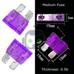 25 Pcs 35 Amp Auto Car Standard Medium Blade Automotive Replacement Fuses Kit