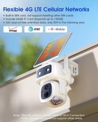 ONE YEAR FREE TRAFFIC Solar Powered No Wifi Security Camera 4G LTE SIM Card